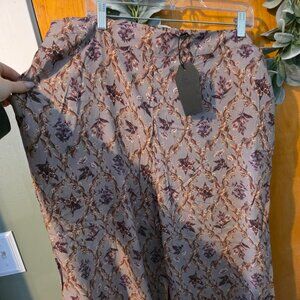 Blossom Floral Tile Printed Wide Leg Culotte Trousers